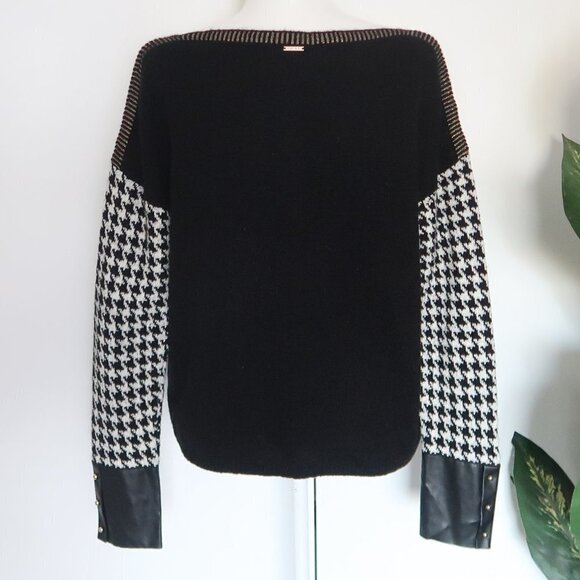 Liu Jo Black & White Houndstooth Knit Longsleeve Sweater, Pullover Size Small S - Picture 7 of 16